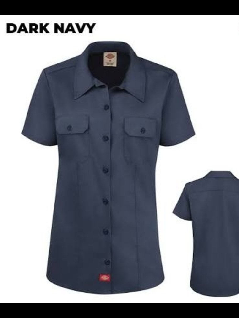 Dickies Dark Navy Short-Sleeve Button-Down Women’s Work Shirt